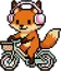Fox on a bike with headphones