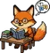 Fox studying at a desk